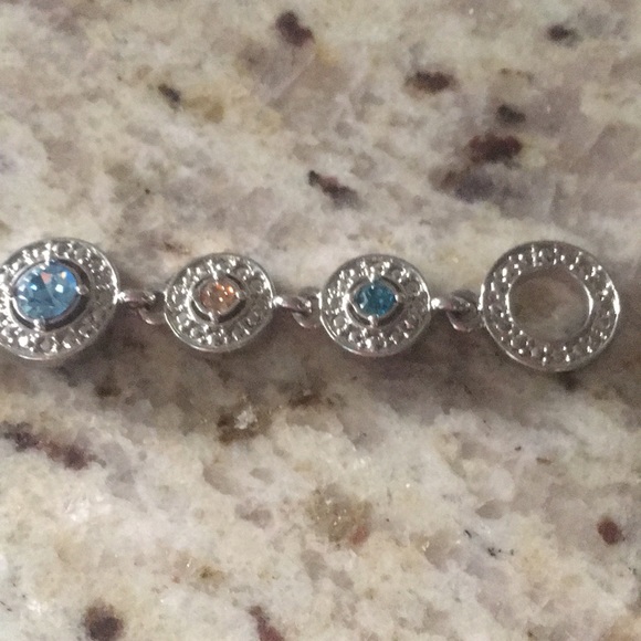 M4M Silver tone Toggle Bracelet w/ colored stones - Picture 2 of 6